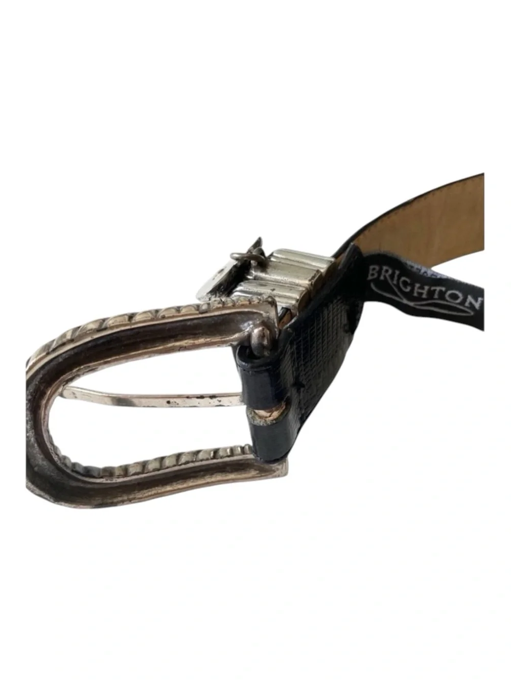 Vintage: Brighton ❤︎︎ Heart Charm Leather Belt ❤︎︎ Croc Embossed Two Tone Metal